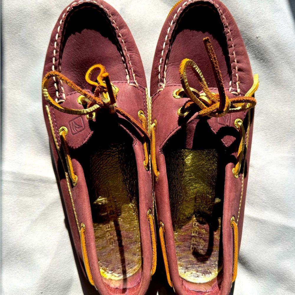 Sperry Red and Gold Boat Shoes Comfortable and Chic